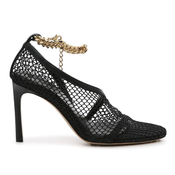 BOTTEGA VENETA Chain-embellished macramé and leather pumps Black - Picture 3 of 16